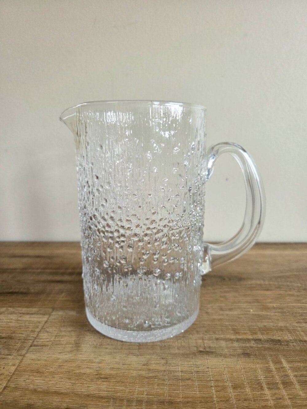 Vintage 70s Iittala Finland "Hopla" Clear Glass Pitcher by Tapio Wirkkala